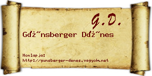 Günsberger Dénes névjegykártya